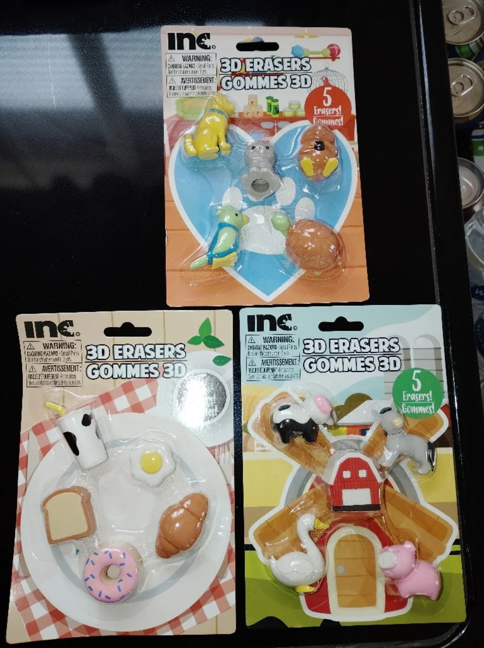INC International Concepts Breakfast 3D Eraser Set - White, Brown, Yellow